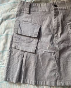 Light Grey Cargo Pleated Mini Skirt