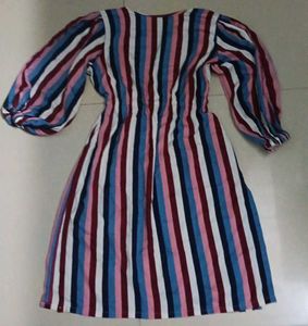 Striped Balloon Sleeve Dress