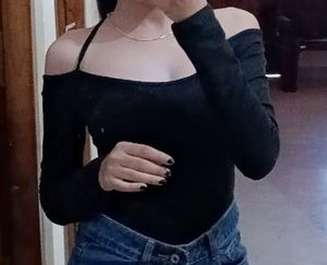 Black Off-Shoulder body suit top