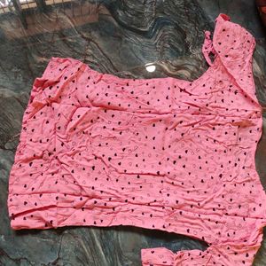 Cute Pink Heart Print Top