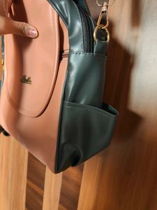 Peach And Grey Satchel Bag (Women)