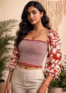 🎄Buy 1, Get 1 Free🎁Floral Print Smocked Top