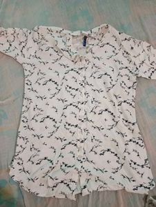 Floral Print White Top