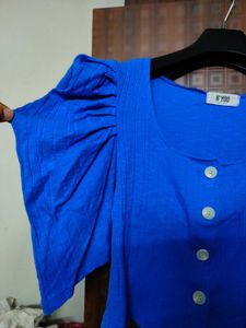 Blue Puff Sleeve Top