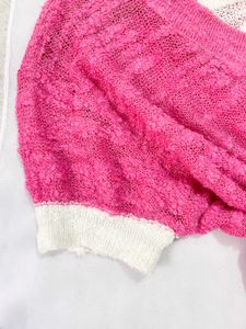 Korean Pink V-Neck Knit Top B