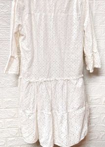 White Cut Out embroidery Work Dress