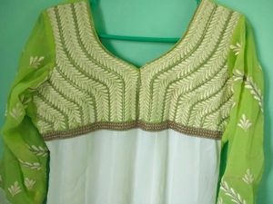 White With Green Ethnic Wear
