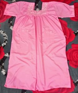 Comfortable Pink Nighty Or Home Wear