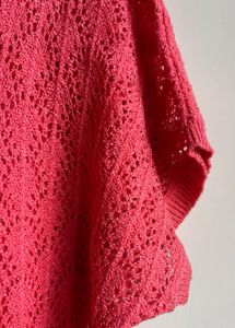 Coral Knit Top with Drawstrings