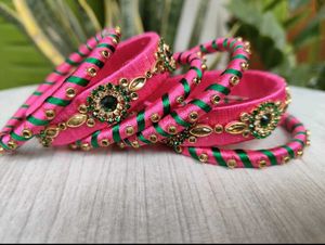 Pink &amp; Green Bangle Set
