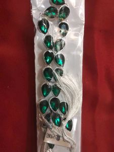 TIgenecy SR001- V Safe Silver Green💚 Necklace Set