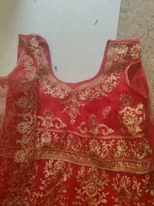 Red &amp; Gold Lehenga kurti Set with dupatta