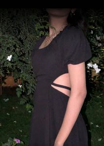 Chic Black Mini Dress - Cutout Detail