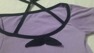 Purple &amp; Black Bow Top