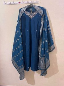 Teal Embroidered Kurta Set