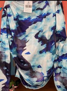 Blue Abstract Print Top
