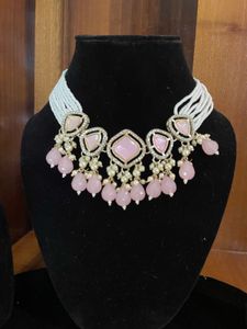 Pink Stone Necklace &amp; Earring Set