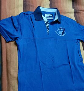 Wrangler Men Blue Cotton Casual Tshirt