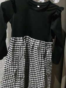 Girls Black Checkered Dress