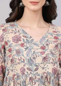 Cotton Floral Printed Angrakha Kurta