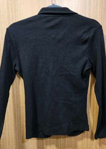 Black Button-Down Top