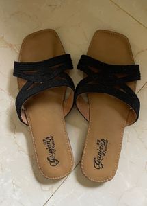 Chic Black Woven Sandals