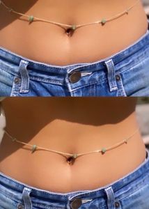 Gold &amp; Green Beaded Waist Chain