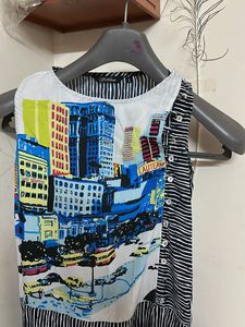 Funky Cityscape Indo Kurti Side Slit