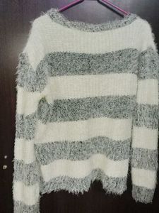 Striped Fuzzy Knit Sweater