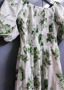 Fit And Flare Flower Green Dress