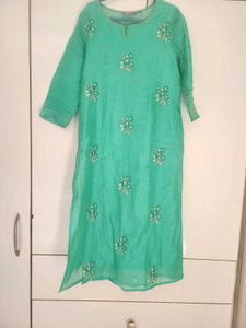 Green Embroidery Kurta