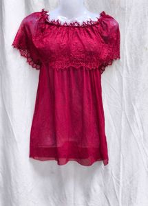 I. Maroon sexy mesh top