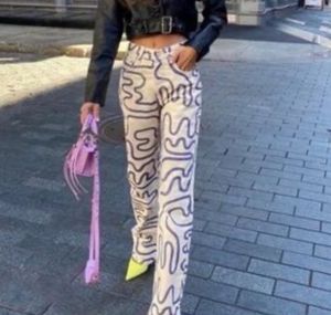 Zara Retro Swirl Pattern Straight Jeans!