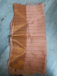 Peach Colour Saree (Unstitched Blouse)