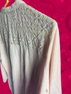 Peach Lace Back Tunic Top