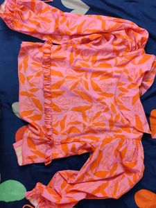 Stylish Pink &amp; Orange Floral Top