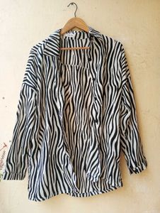Zebra Print Korean Oversized Shirt (Women)