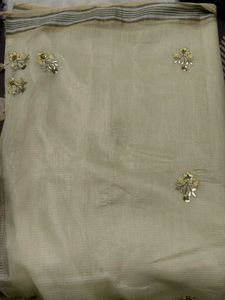 lite yallow colour worked cotton saree