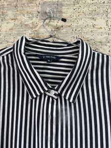 Black &amp; White Striped Button Down