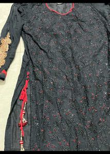 Heavy Work Kurta Black Colour