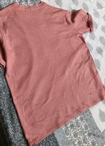 Women Pink Cotton Oversized Casual Tshirt