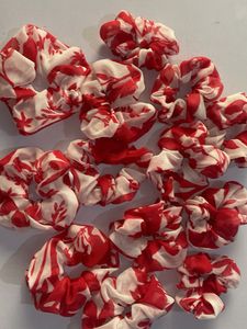 Red Floral Scrunchies
