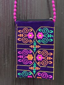 Embroidered Purple Crossbody Bag