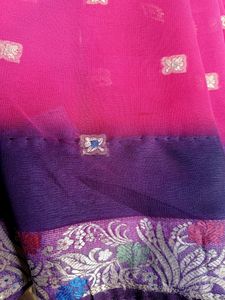 Multicolored Georgette Saree With Design Borders