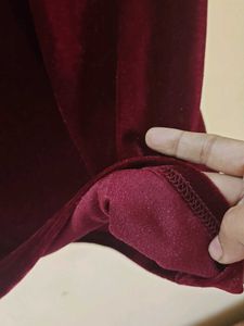 SHEIN Burgundy Velvet Short Sleeve Top