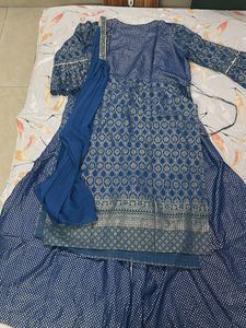 Blue Printed Kurta Set
