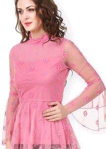 Pink Sheer Bell Sleeve Top