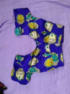 Blue Printed Readymade Blouse For Saree