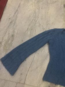 Blue Woollen Crop Top