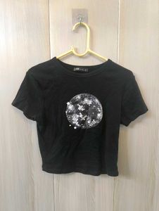 Cute Black Fitted Crop Top